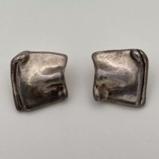 Bat Ami Sterling Silver Modernist Chunky Twisted Abstract Puffy Earrings 12.5g