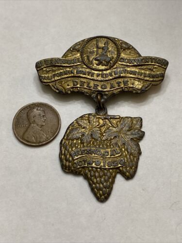 1920 California State Federation Labor Medal & Delegate Badge Fresno CA - Image 5