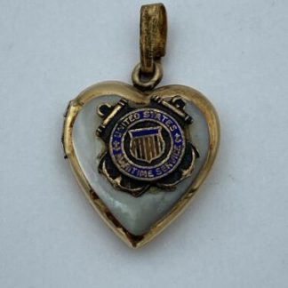 WWII United States Maritime Service Heart Pendant Locket GF 1/20 10k On Sterling