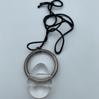 Vintage 1980S Bayanihan Sterling Lucite Pendant Cord Necklace