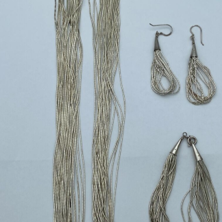 Carolyn Pollack 925 Sterling Multi-Strand Liquid Necklace, Bracelet, & Earrings