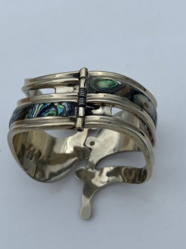 Vintage Taxco Alpaca Abalone Clamp Bracelet - Image 9