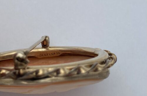Vintage 12K Gold Filled L.S.P. Co Madonna Rare Left Facing Shell Cameo Brooch - Image 11