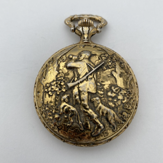 Impex 17 Jewels Mechanical Pocket Watch Wind Up w/ Dog Hunting Scene Swiss