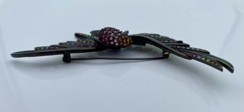 Vintage Joan Rivers Hummingbird Plique A Jour 4” Rhinestone Bird Brooch Rare - Image 9