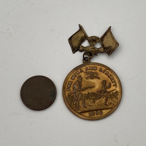 1898 "For Cuba and Liberty" Commemorative Medal - Spanish-American War Uncle Sam - Image 5