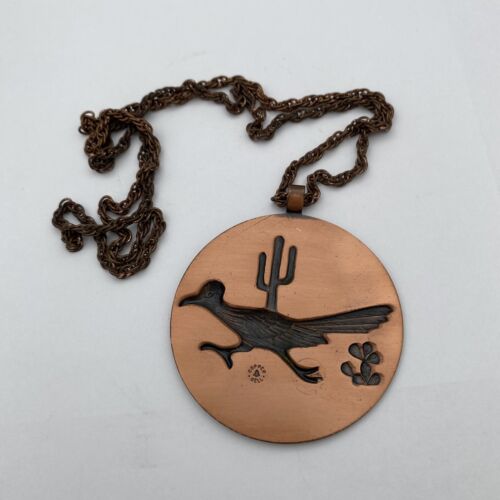 Vintage Bell’s Trading Post ROADRUNNER Medallion Necklace, Solid Copper - Image 2