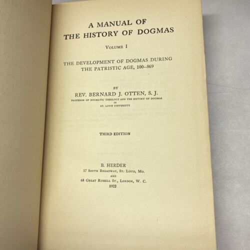 Manual Of The History Of Dogmas By Otten, Third Edition 1922 - Image 4