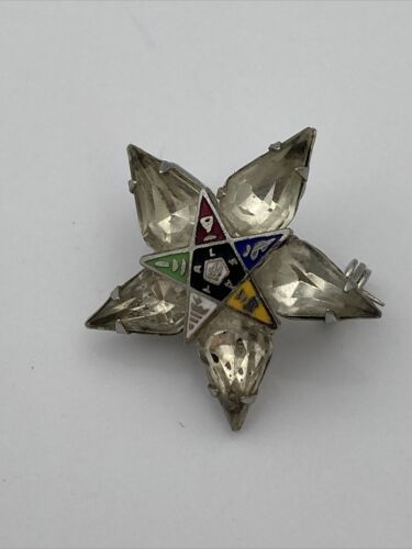 Vintage Masonic Order Of The Eastern Star OES Rhinestone Pin / Brooch - Image 3