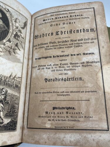Johann Arndts Wahres Christenthum Paradis Gartlein Book 1834 Philadelphia - Image 8