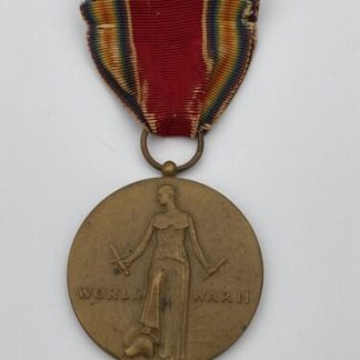 Original WWII U.S. Victory Medal Crimp Brooch Army USMC USCG Navy