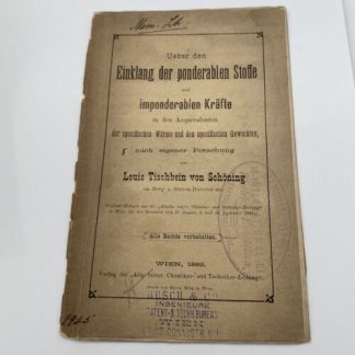 Ueber Den Einklang Der Ponderablen Stoffe Imponderablen Krafte 1883