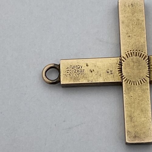 Vintage 12K Gold Filled Over Silver Cross - Sturdy - Image 3