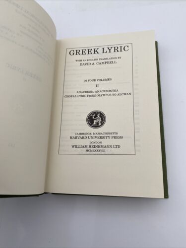Greek Lyric, Volume II: Anacreon, Anacreontea, Choral Lyric from - Image 3