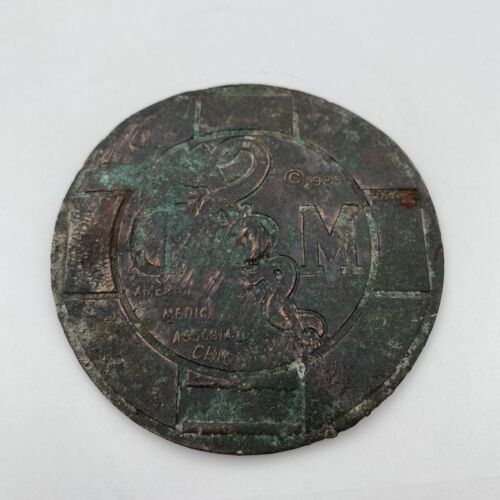 1925 M.D. Medical Doctor 3.5" Brass Medallion Emblem ~ License No. 112124 ~ AMA - Image 2
