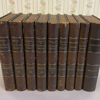 Rare 1850 Macaulay's Essays 5-Vol Set + 4 Tauchnitz Editions, Custom Bound