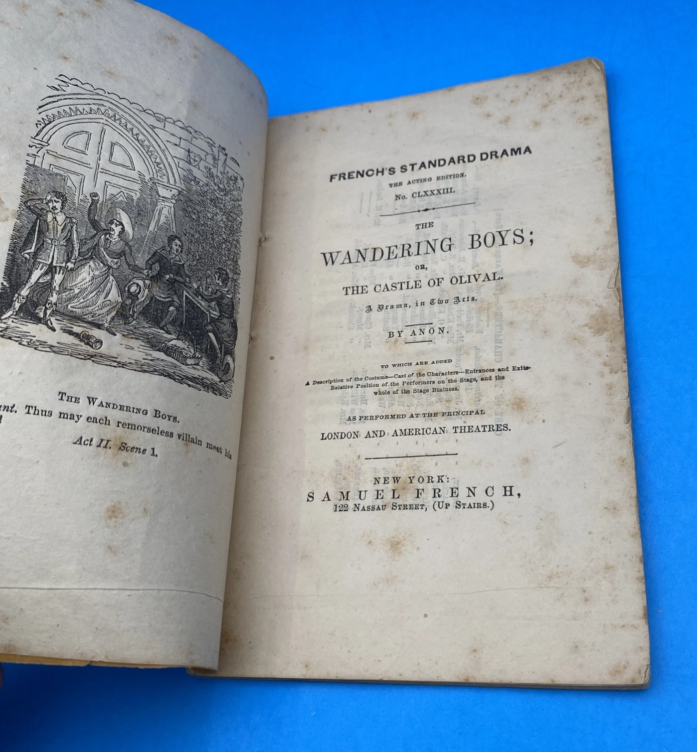 1850s Samuel French Wandering Boys Castle of Olival Acting Edition Drama Rare NY - Image 4