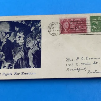 1945 Cincinnati Price Hill WWII Food Fights For Freedom Cover FDR 2c + 1c Prexie