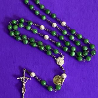 Pope John Paul II- Green Glass Beads Rosary, Italy, Catholic, 20”