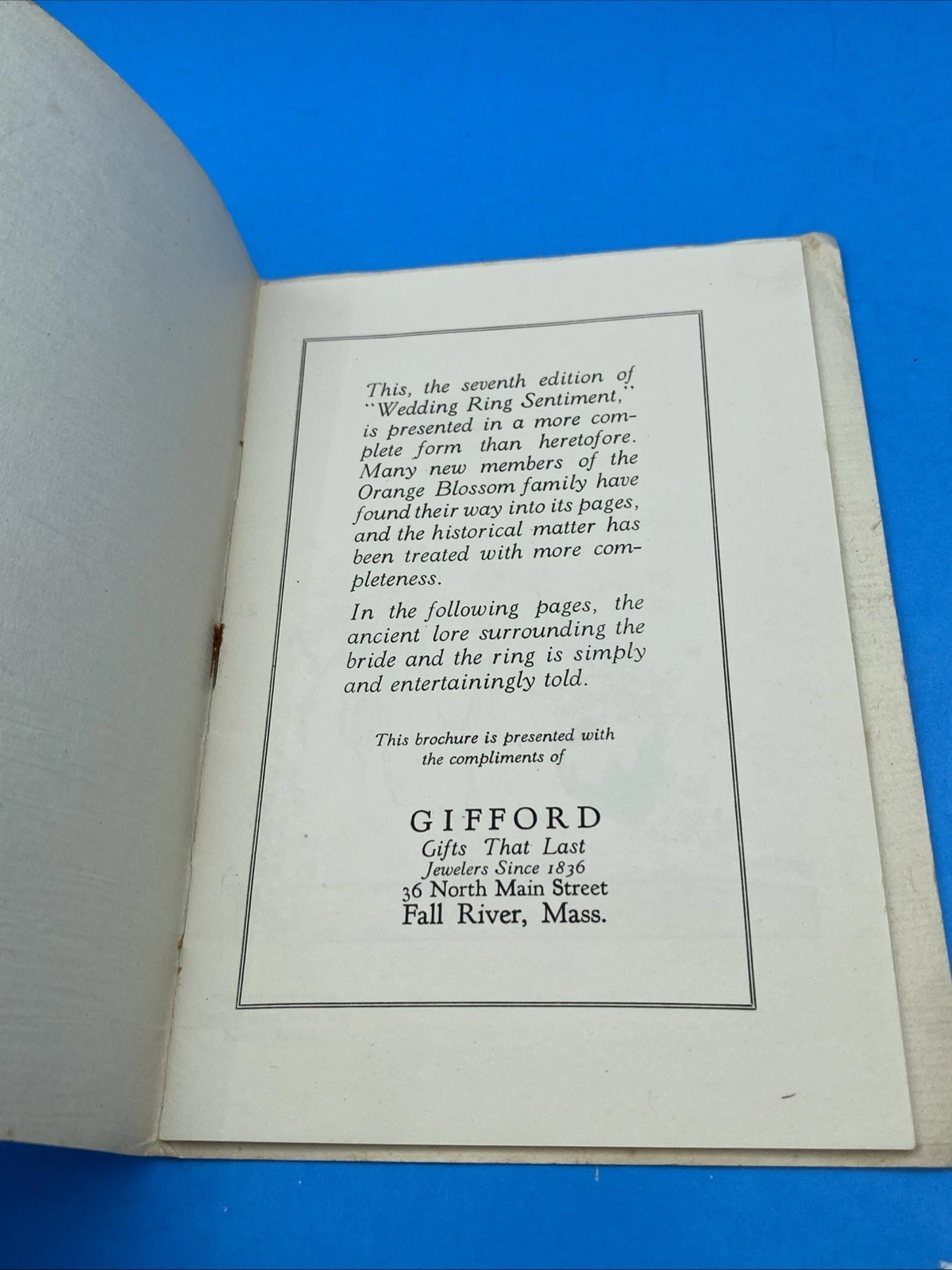 1920 Traub Orange Blossom Wedding Ring Sentiment 7th Ed Booklet Gifford MA - Image 2