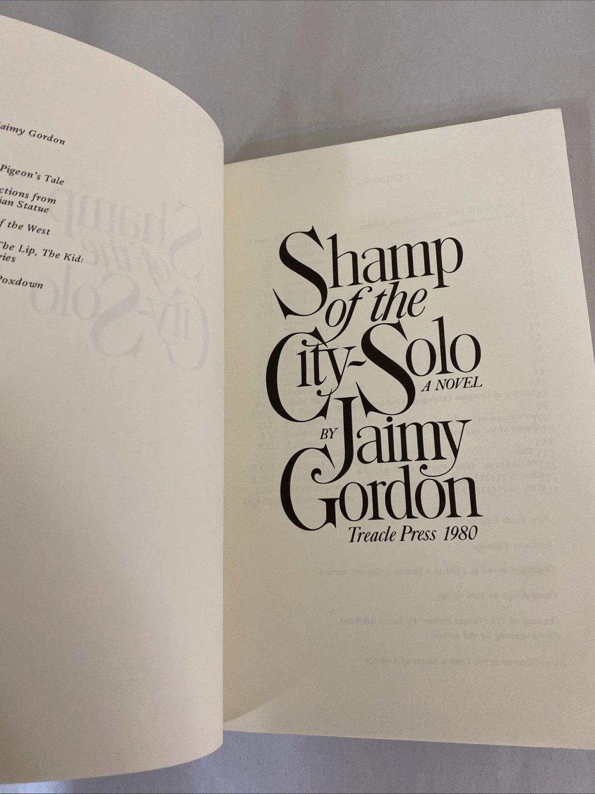 Shamp of the City-Solo by Jaimy Gordon 1980 Signed Softcover Novel Rare - Image 3