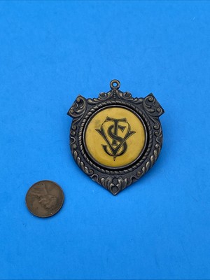 Vintage Enameled TSV Yellow-Black Brooch badge - Image 2