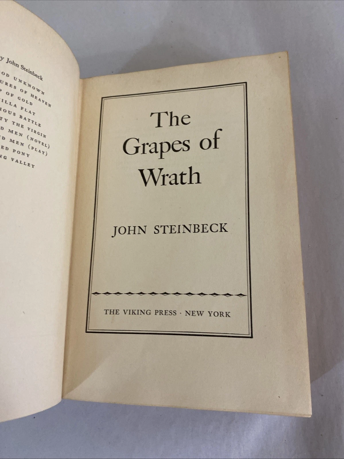 The Grapes of Wrath Steinbeck Viking Press 4th Printing April 1939 Cloth NoDJ HC - Image 7