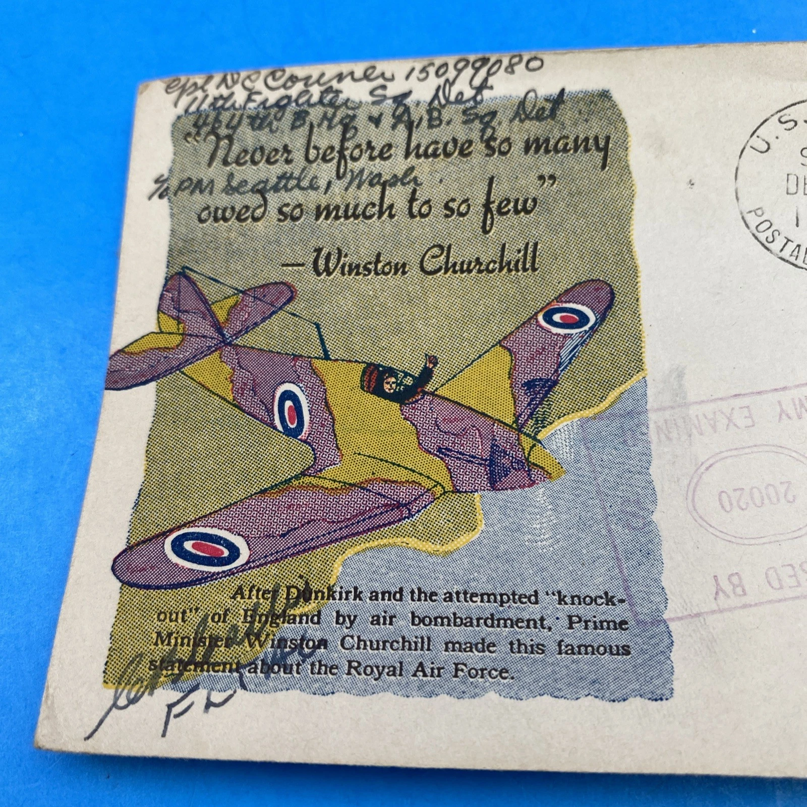 WWII Soldier Free Mail APO 986 Kiska Alaska 12/15/1944 Churchill Label - Image 2
