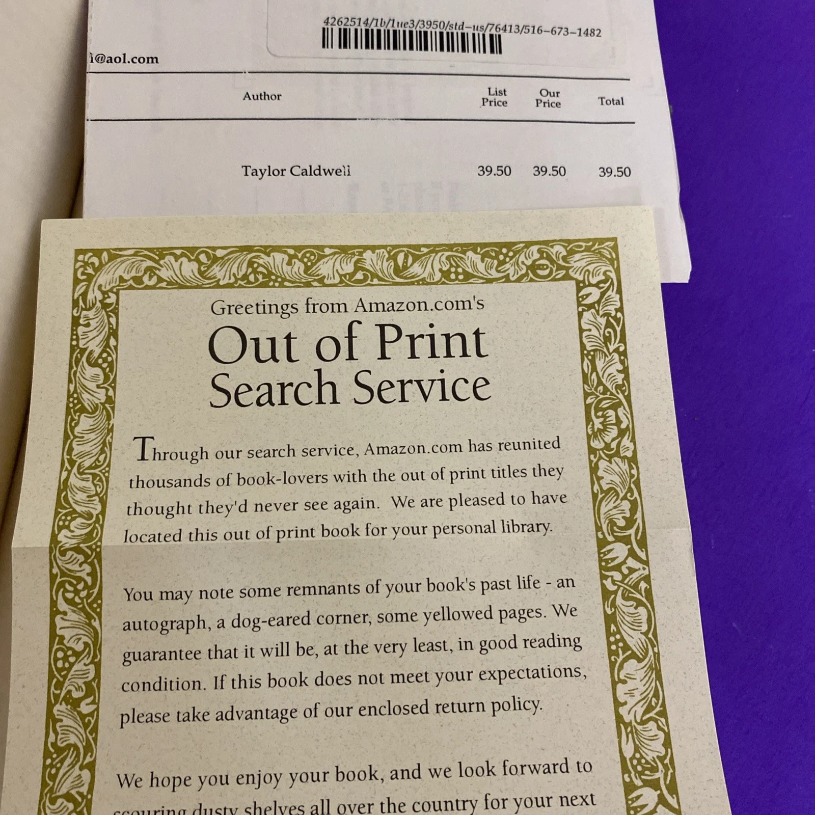 1997 Amazon.com Out of Print Search Service Taylor Caldwell 1959 Book E-Commerce - Image 3