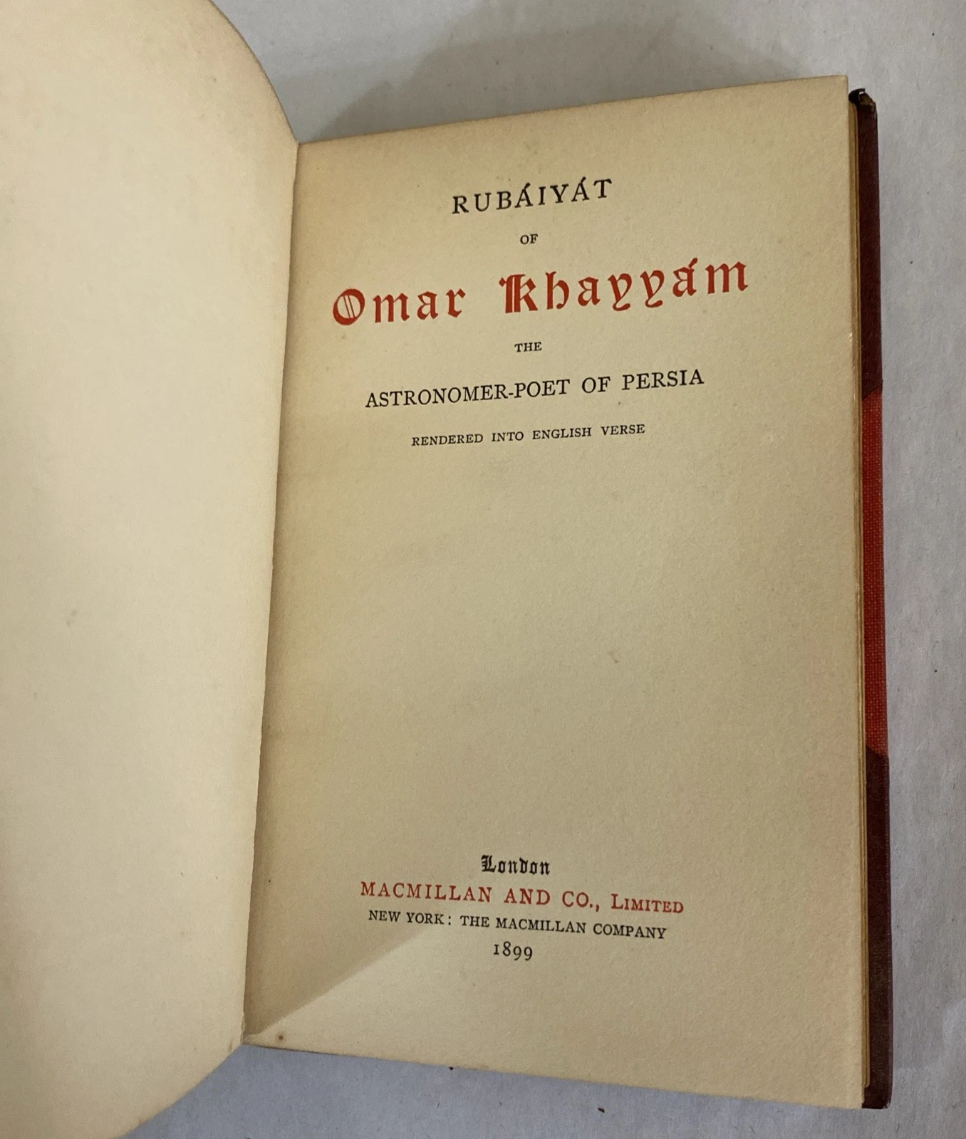 1899 Rubaiyat of Omar Khayyam Macmillan Golden Treasury Leather Spine Gilt Inscr - Image 7