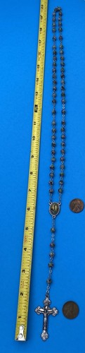 Vtg CREED Our Lady Lourdes Multi Colored Speckled Glass Bead Rosary Catholic - Image 3