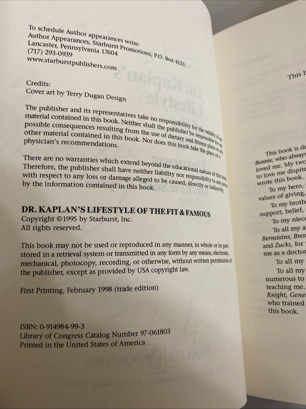 Signed Dr. Kaplan's Lifestyle of the Fit & Famous 1998 1st Trade Paperback - Image 6