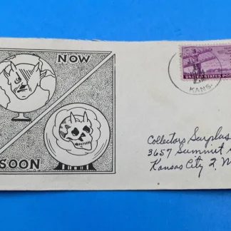 WWII D. Davis Patriotic Cover NOW/SOON Cachet w/ 3c Telegraph Scott 924 Kans CDS