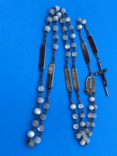 Vtg MoonGlow Glass Mysteries Rosary (Joyful Sorrowful Glorious) Italy Christiany - Image 2