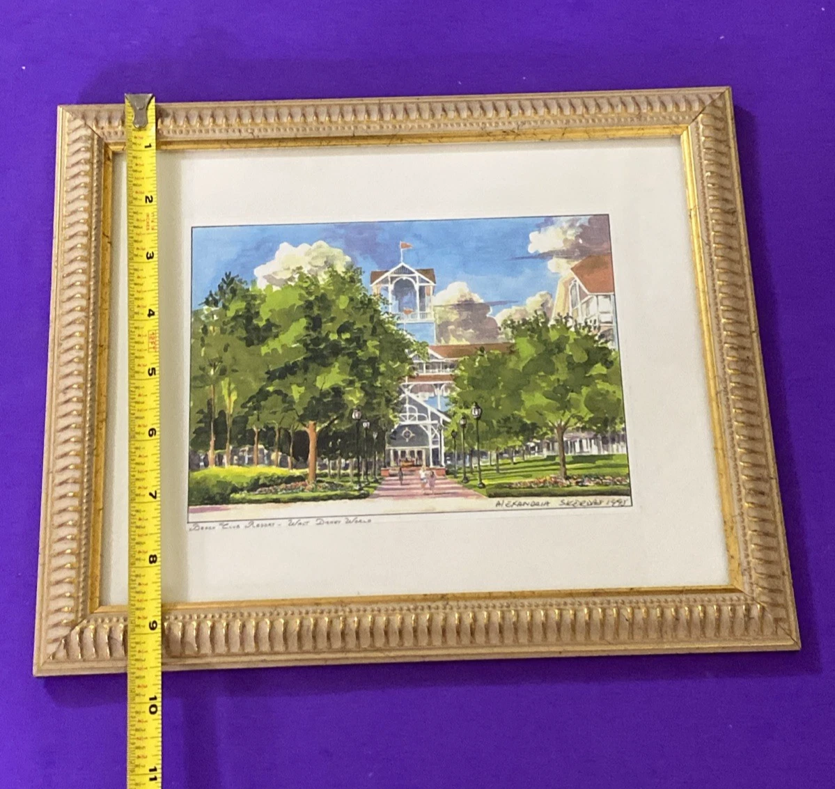 Vintage 1998 Alexandria Skordas Disney Beach Club Resort Framed Art Print 11.5in - Image 6