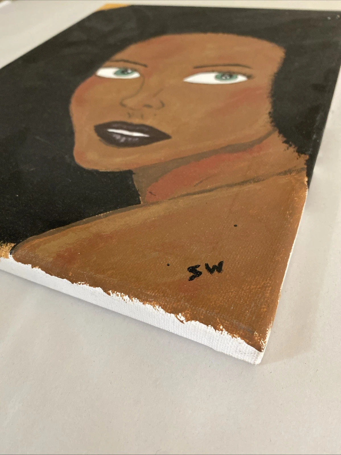 2015 Original Acrylic Portrait 'Sometimes…' Signed SW, Afrocentric Pop, 11x14 in - Image 2