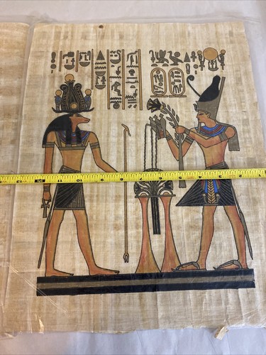 Two Egyptian Painting on papyrus paper with certificate from Delta papyrus - Image 7