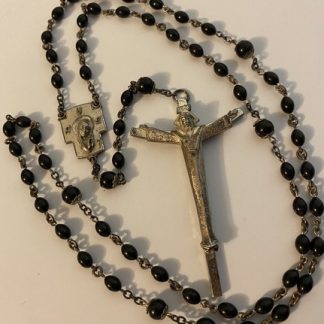 Vintage Creed Rosary, Black Onyx Beads, Sterling Silver, Christianity