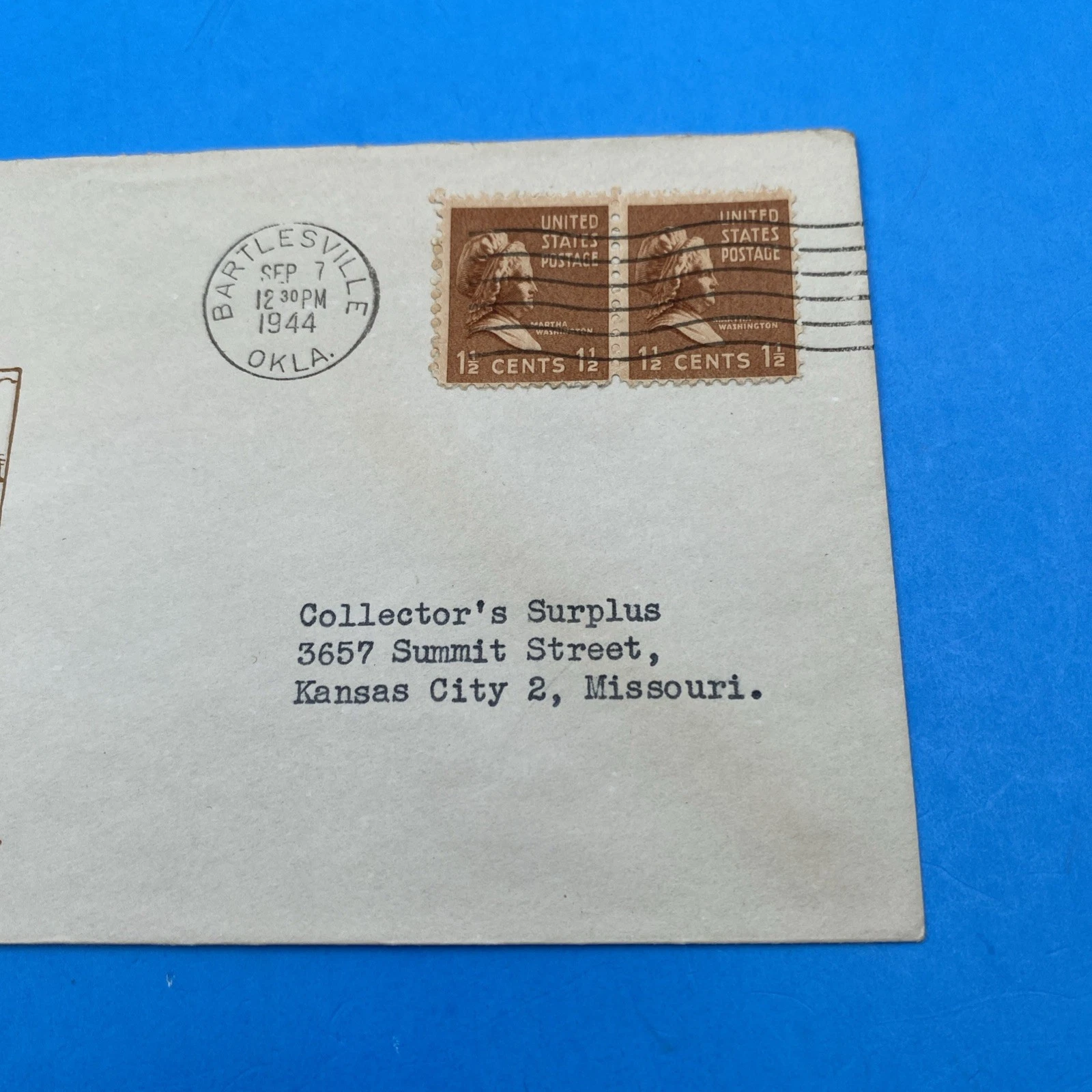 WWII Patriotic Cover ANG 12 Parachutists Bartlesville Oklahoma 1½¢ Prexie cachet - Image 3