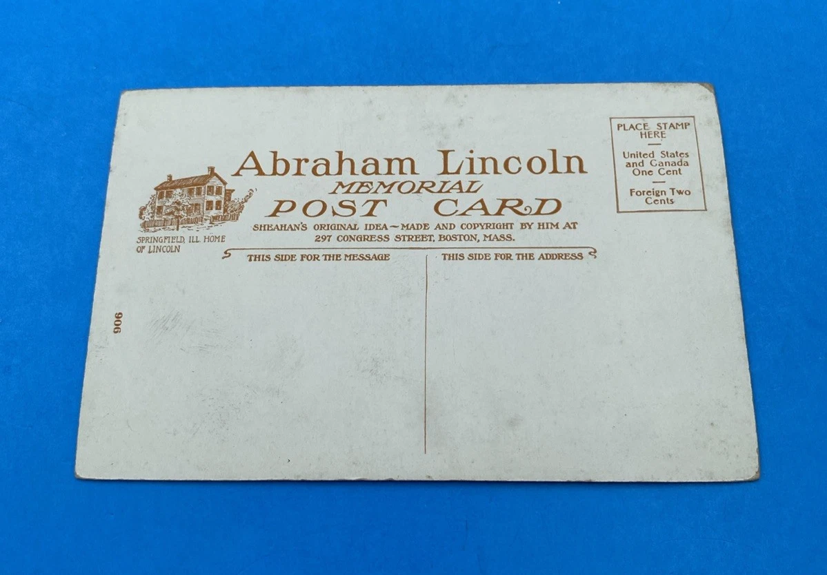 c.1908 Sheahan Abraham Lincoln Memorial Postcard Rights of Labor Quote Unused PC - Image 2