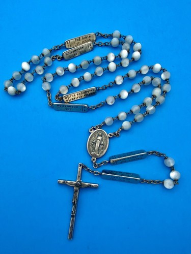 Vtg MoonGlow Glass Mysteries Rosary (Joyful Sorrowful Glorious) Italy Christiany