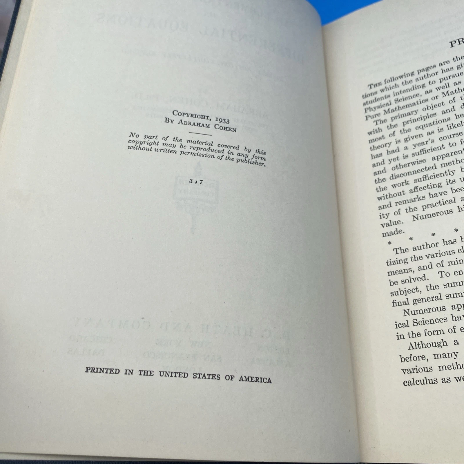 1933 Cohen Differential Equations 2nd Ed Tuthill Polytechnic Brooklyn Provenance - Image 4