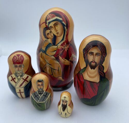 Vintage Russian Matryoshka Nesting Dolls, Jesus, Mary, Christmas, Christianity - Image 3