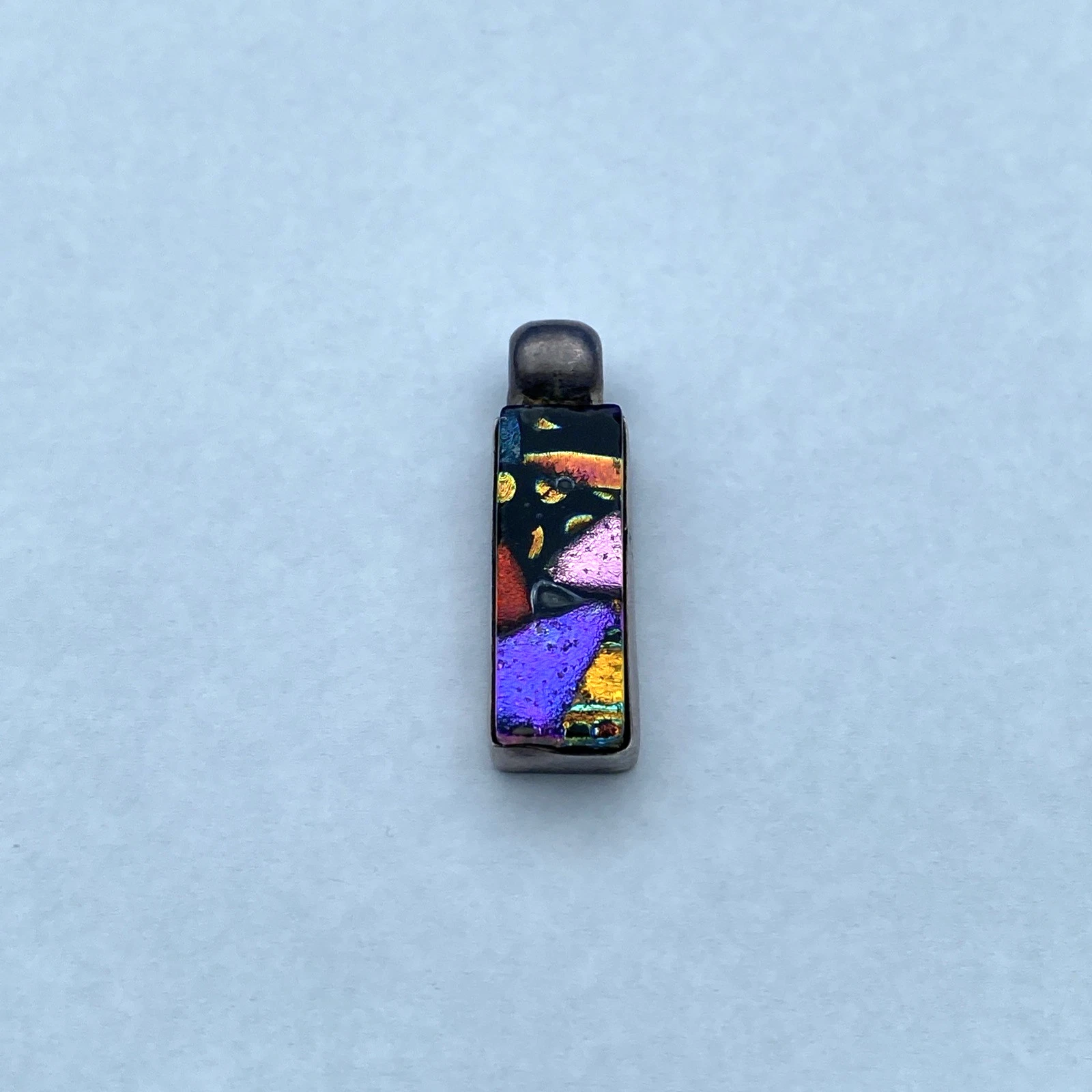 Vintage Mexico 925 Sterling Silver Dichroic Glass Abstract Artisan Pendant 12.2g - Image 3
