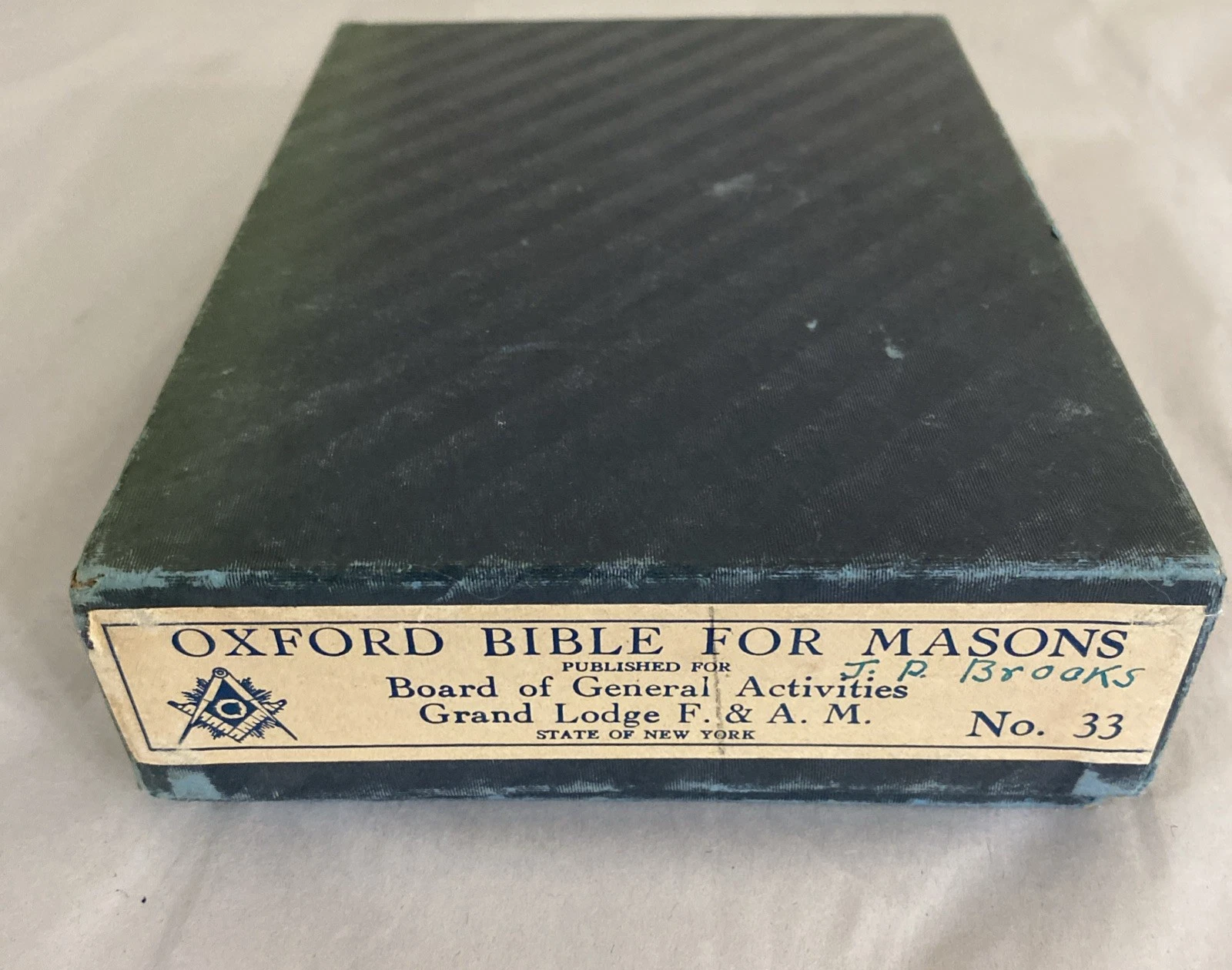 1949 Morton Lodge No 63 Masonic Oxford Bible J.T. Brooks Original Box NY - Image 6