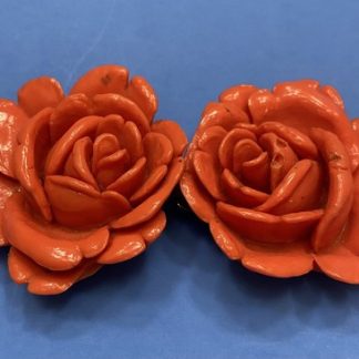 Vintage 1930's Deep Carved Orange Roses Bakelite Belt Buckle RARE