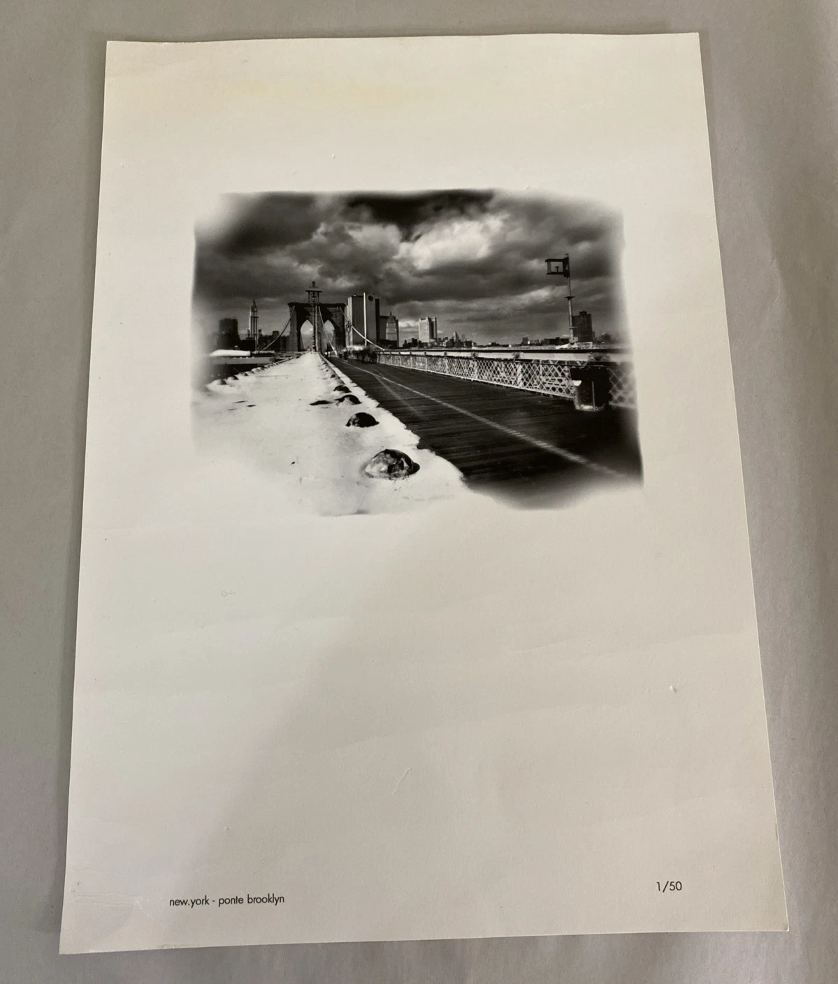 1996 Luca Soldano Signed Photo Pont de Brooklyn 1/50 Inkjet Hahnemühle 11.5x16.5