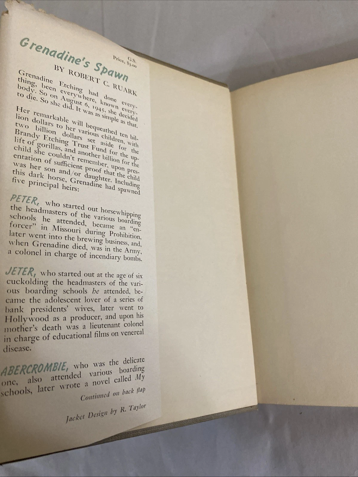 1952 Grenadine's Spawn Ruark First Edition Doubleday $3.50 DJHC Satire Novel VTG - Image 2