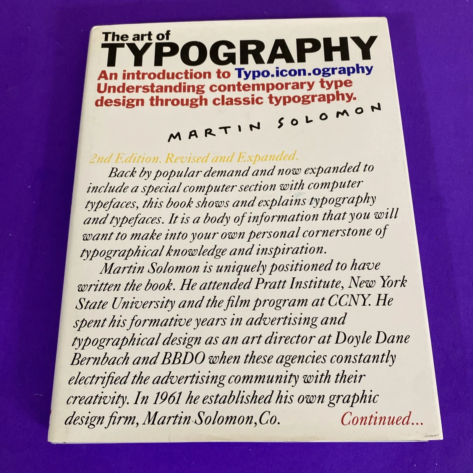 The Art of Typography by Martin Solomon - Second Printing 1994