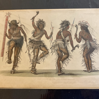 Ojibbeway War Dance – Hand-Colored Engraving c.1845 from Prichard’s Rare Work